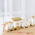 White and gold wooden Christmas train ornament with snowman and polar bear 19.8cm - Style F 19.8cm