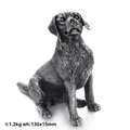 Antique silver Labrador retriever dog sculpture in stainless steel, 1.2kg metal ornament - Labrador Retriever (KD022-K)