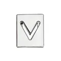 Polished silver zinc alloy 8mm slide charm with cutout letter V for DIY jewelry bracelets - Letter V