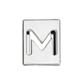 Polished silver zinc alloy square charm featuring cutout letter M for DIY bracelets - M