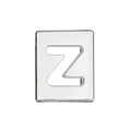 Polished silver zinc alloy rectangular charm featuring a hollow-out capital letter Z - Letter Z