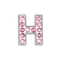 Detalle del colgante de letra H plateado con 12 piedras preciosas rosas redondas - Rosa - Letra H