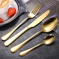 Elegantes 4-teiliges goldenes Edelstahl-Besteckset mit Messer Gabel und Löffeln - Gold 4-teiliges Set