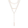 Collana multistrato in acciaio inossidabile oro rosa con catena a sfere e pendente a Y - Color Acciaio