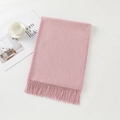 Pink faux cashmere scarf with fringe details for winter warmth, soft aesthetic style - Dusky Pink