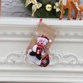 Dettaglio calza di Natale in iuta con pupazzo di neve appesa al camino festivo - Stile A Pupazzo di Neve Cachi