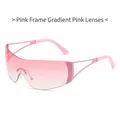 Frameless futuristic sunglasses with pink gradient lenses and star rhinestone details - Pink Frame / Pink Lens