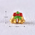Miniature gold Christmas bell with red bow and green leaves, 1.2cm x 1.6cm ornament - Style 9 Bell
