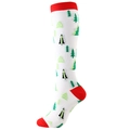Christmas compression socks with festive green tree patterns and red toe accents on white - Christmas Tree