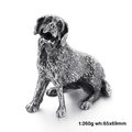 Figurine de chien en acier inoxydable argent antique avec texture de poil détaillée - Labrador Retriever (1KD025-K)