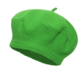 Bright green wool felt beret for women in a minimalist Japanese painter style - Fluorescent Green