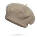 Classic wool blend beret in soft beige color featuring a stylish painter style design - Khaki