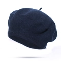 Classic navy blue wool felt beret for women with top knot detail for autumn and winter - Navy Blue