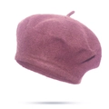 Classic dark burgundy wool beret hat with a soft texture and top stalk detail - Deep Pink