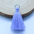 Light purple 3.5cm cotton tassel pendant with silver metal ring for DIY jewelry making - Light Blue