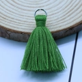 Vibrant emerald green tassel charm with silver metal ring for bags and crafts - Dark Green