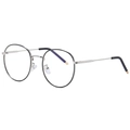 Monture de lunettes ronde rétro en métal argent et noir avec verres anti-lumière bleue - Noir et Argent