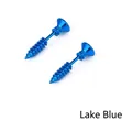 Creative lake blue titanium screw earrings with fine threading and cross-head design - Lake Blue Pair