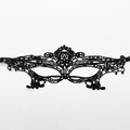Elegant black lace masquerade eye mask with intricate floral cutout patterns and elastic strap - Queen Style (A-20)