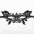 Elegant black lace masquerade eye mask with intricate butterfly wing design and silk ties - Small Butterfly (A-03)