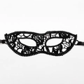 Elegant black lace masquerade mask with intricate floral cutouts and silk ribbon ties - Curved Head (A-10)