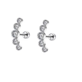 Silver stainless steel labret stud set with gradient clear zircons on white background - Silver Graduated Zirconia