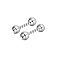 Nahaufnahme von zwei silbernen Lippenpiercings aus Edelstahl mit Zirkonia-Steinen - Silber Doppelball