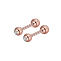 Macro shot of rose gold stainless steel stud earrings with sparkling clear cubic zirconia - Rose Gold Paved Ball Ends