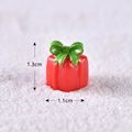Miniature red Christmas gift box figurine with green bow, 1.3cm height resin model - Gift Box Style 13
