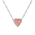 Elegant heart pendant necklace in rose gold with shimmering pavé micro-set diamonds - Silver Chain Champagne Heart