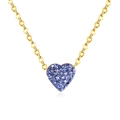 Elegant gold chain necklace featuring a blue crystal heart pendant on white background - Gold Chain Blue Heart