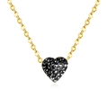 Elegant gold-tone heart necklace with shimmering micro-pave black crystal pendant - Gold Chain Black Ore Heart