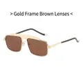 Retro double bridge aviator sunglasses with gold metal frame and brown lenses - Gold Frame Tea Lens