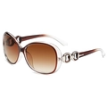 Women's oversized sunglasses with gradient brown lenses and transparent frame - Copper Tea