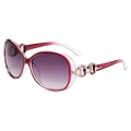 Oversize gradient purple sunglasses with a red-to-white frame and metal ring accent - Copper Purple