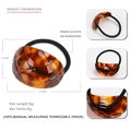 Brown tortoise shell acetate hair tie with diamond grid texture and black elastic band - Red Tortoiseshell