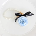 Preserved blue rose in transparent sphere with elegant pearl chain bag charm gift - Light Blue