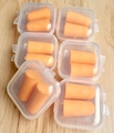 Set of 6 pairs of orange slow rebound foam earplugs with clear cases for sleep and study - Boxed Orange Earplugs