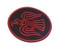 Écusson tactique brodé corbeau viking avec fond noir et motif de totem nordique rouge - Oiseau Solaire Rond (Noir/Rouge)