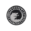 Circular Viking Fenrir wolf embroidery patch with Nordic runes in black and white finish - Fenrir Wolf Round (Black/White)