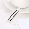 Silver metal hair clips set with sparkling black rhinestones on star pattern background - 2Pcs/Set / Black