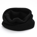 Dicker schwarzer Rippstrick-Halswärmer aus Wolle mit elastischer Thermotextur für Winter - Schwarz