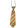 Detailed close-up of a Christmas dog necktie featuring festive reindeer and snowflake patterns - Green Christmas Reindeer