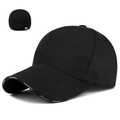 Black cotton baseball cap with white VESPORTS brim embroidery and adjustable back buckle - Plain Black