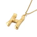 Collana dorata con ciondolo lettera H in acciaio inossidabile e trama di bambù - Ciondolo Lettera H (KP82104-KHX)