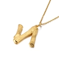 Collana in acciaio al titanio dorato con ciondolo a forma di lettera N zigrinata - Ciondolo Lettera N (KP82109-KHX)
