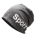 Graue Strickmütze mit weißem Sport-Buchstaben-Print für einen lässigen Street-Look - M (56-58cm) / Dunkelgrau