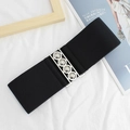Ceinture large élastique noire pour femme avec boucle décorative à boules argent - 65cm / Noir