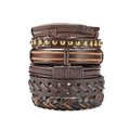 Set of 6 multilayer leather bracelets with braided rope and vintage brass rivets - Brass Rivet Set (7)