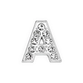 DIY 10mm silver letter A charm with clear rhinestones for personalized bracelets - Letter-A / Chrome